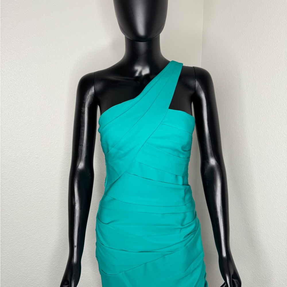 BCBGMaxAzria One-Shoulder Turquoise Dress